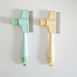 Set of Two Pet Grooming Brushes in Mint and Cream
